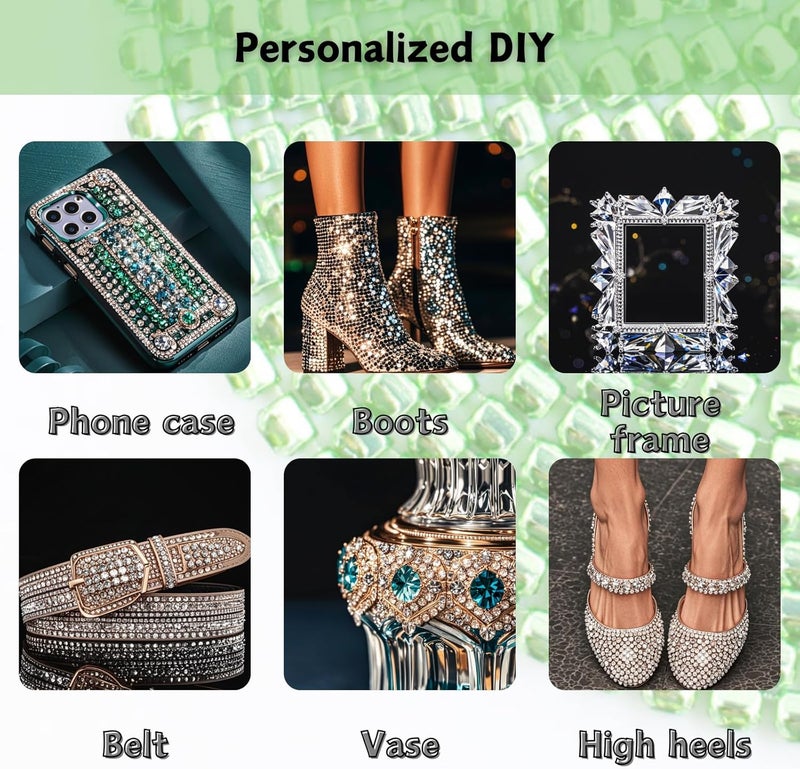 PEARLY JUN 10 Yards Green Rhinestone Chain Peridot Rhinestone Trim Crystal Artificial Stone Trim Cup Chain SS6 2mm Color Plated Cup Stitch Costume Decoration - Image 4